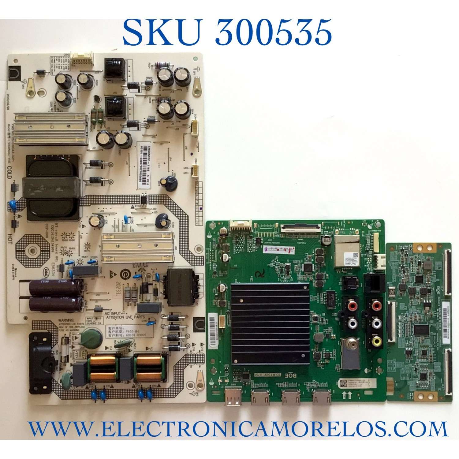 KIT DE TARJETAS PARA TV VIZIO / MAIN 275985 / 262778 / TD.MT5691.U751 / 21201-02252 / T-CON 44-9771601O / 44-97716010 /  47_6021332 / HV650QUBF70 / FUENTE 60101-03907 / 25-DT0043-X2P1 / SHG6502C-116E / PANEL  TV18970108 / MODELO V655-H4 